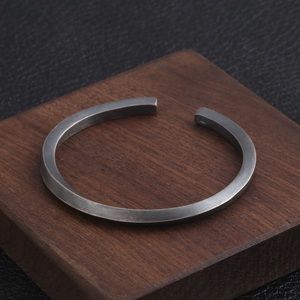 Men’s silver rustic cuff bracelet